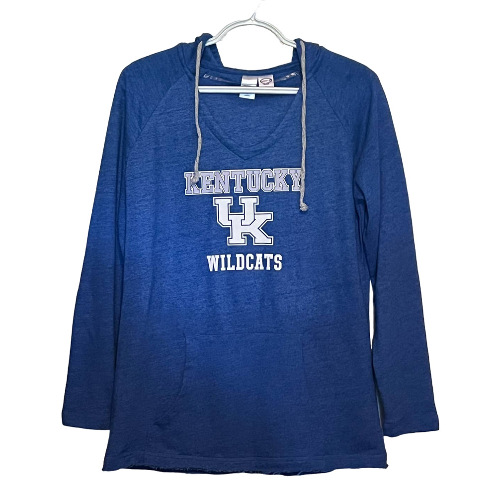 Concepts Sports University Wildcats UK Women's Blue Hoodie Frayed Waist Size‎ L